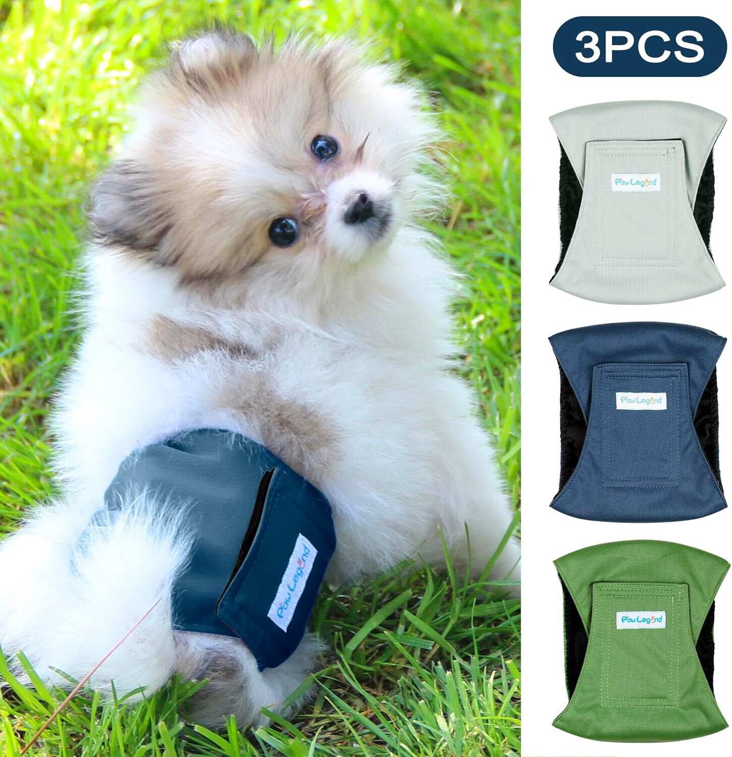 Paw Legend Washable Dog Belly Wrap Diapers for Male Dog (3 Pack)