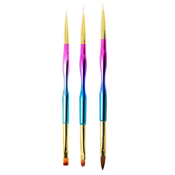 3 unids Professional Nail Art Pepitadores de uñas Arte del forro Cepillo Manicura DIY Herramientas
