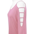 thumbnail image 4 of Made by Johnny Women's 3/4 Sleeve Hollowed Out Shoulder Top L PINK, 4 of 6
