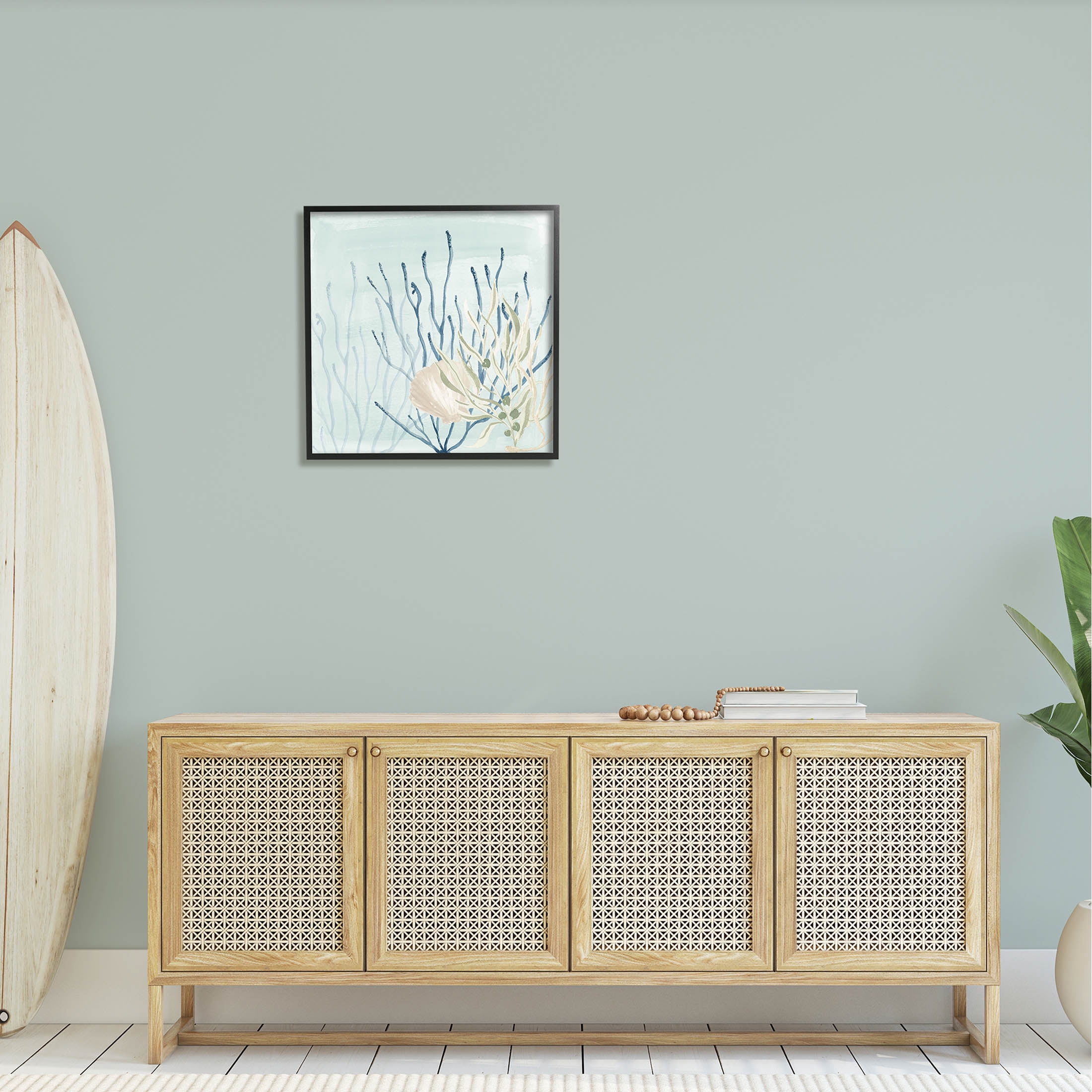 Underwater Coral Shells View Animals & Insects Graphic Art Black Framed Art Print Wall Art