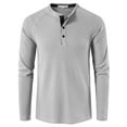 thumbnail image 4 of Avamo Mens Henley Waffle Casual Long Sleeve Lightweight Button T-Shirts Autumn Regular Fit Shirt, 4 of 4