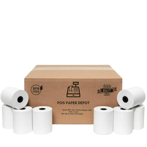 2 1/4" x 85' BPA-Free Thermal Receipt Paper Rolls (50 Rolls)