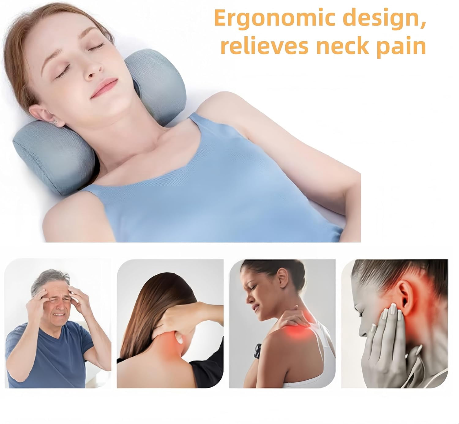 Poalid Neck Support Pillow for Relieving Neck Pain, Cervical Traction Device for Muscle Therapy and Tension Relief, Contour Support Shoulder Pain Reliever, Gray