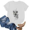 thumbnail image 4 of Wozhidaoke Dandelion Shirt, Short Sleeve Womens Simple Casual Printing Comfortable Round Neck T Shirt, Floral T-Shirts for Women | White 2XL, 4 of 5