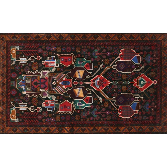 Ahgly Company Machine Washable Indoor Rectangle Traditional Dark Brown Area Rugs, 7' x 9'