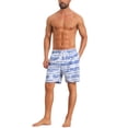 thumbnail image 2 of INSPIRE CHIC Men's Contrast Pattern Drawstring Bathing Summer Beach Shorts 28 Blue, 2 of 4