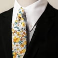 thumbnail image 2 of Barry.Wang Men's Cotton Ties Flower 3.15" Necktie Printed Skinny Tie Sets Clip Extra Long Flower Wedding Party Yellow, 2 of 7
