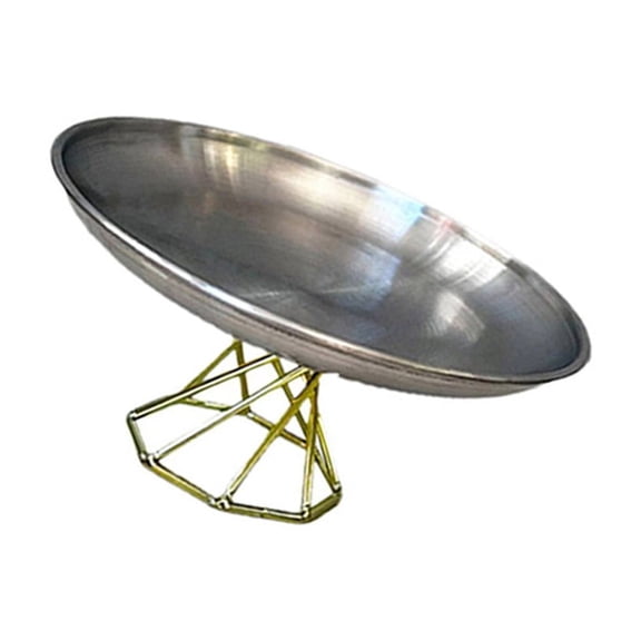 Stainless Steel Tray for Dining and Decoration Elegant High-footed Dessert Plate