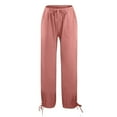 thumbnail image 2 of Juslio Linen Pants Women Plus Size Pants Loose Comfy With Pockets Solid Color Drawstring Elastic Waist Casual Work Beach, 2 of 8