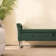 thumbnail image 5 of Newest 67.91" Wide Velvet Storage Bench with Armrests, Upholstered Soft Bench for Living Room & Entryway,Green, 5 of 10
