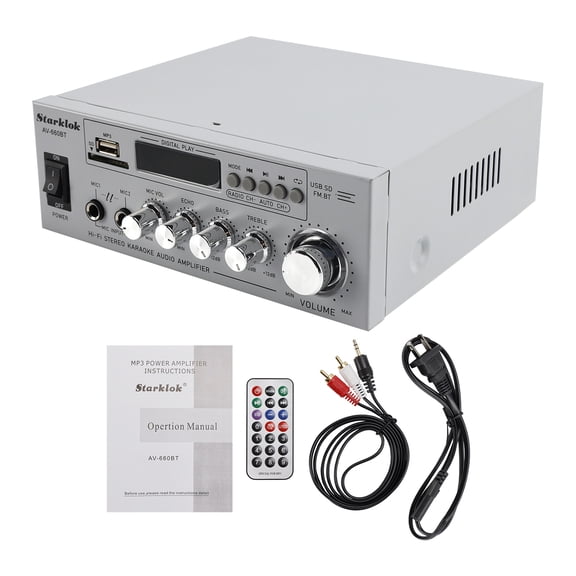 VIPQV Stereo Audio Amplifier, 800W Home 2 Channel Wireless Bluetooth 6.0 Power Amplifer System, Home Amplifers FM Radio, USB, SD Card, with Remote Control Home Theater Audio Stereo System