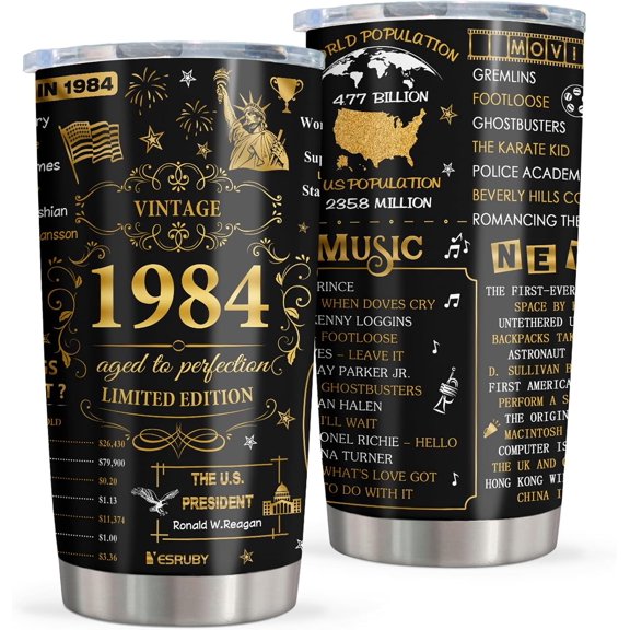 40th Birthday Gifts Women/Men, 1984 Gifts Tumbler 20oz, Gifts For Women Men Over 40, 40 Year Old Birthday Gifts, Gift For Women In 40s, Gifts For 40 Year Old Woman, 40th Birthday Decorations