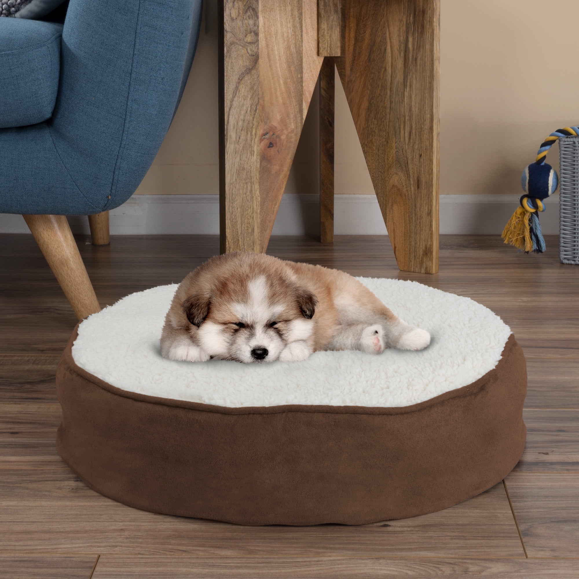 Petmaker Round Memory Foam Dog Bed, Brown, 20" x 4.5"