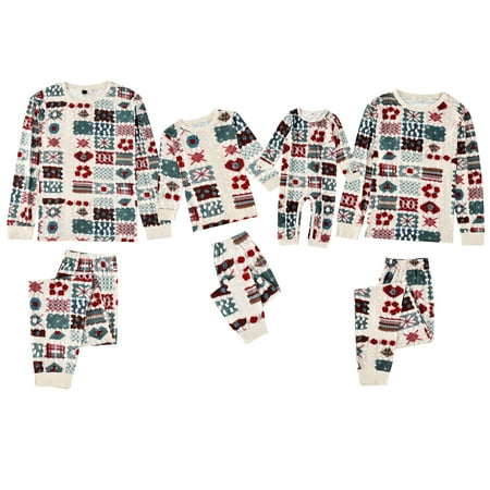 

Qiylii Family Matching Knitted Pajama Set Long-Sleeves Tops+Pants Sleepwear