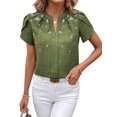 thumbnail image 2 of Womens Summer V Neck Short Sleeve Tops Dressy Elegant Casual Shirts Green M, 2 of 7