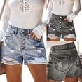 thumbnail image 2 of CHENge Women Low Rise Ripped Jean Shorts Distressed Y2k Frayed Raw Hem Slim Fit Denim Shorts, 2 of 7