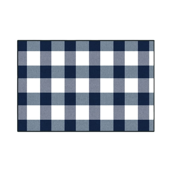 Outdoor Rug Plaid Checkered Front Porch Rug Machine Washable Farmhouse Front Door Mat Outdoor for Front Hello Welcome Mat, Bedroom, Entryway (Blue)
