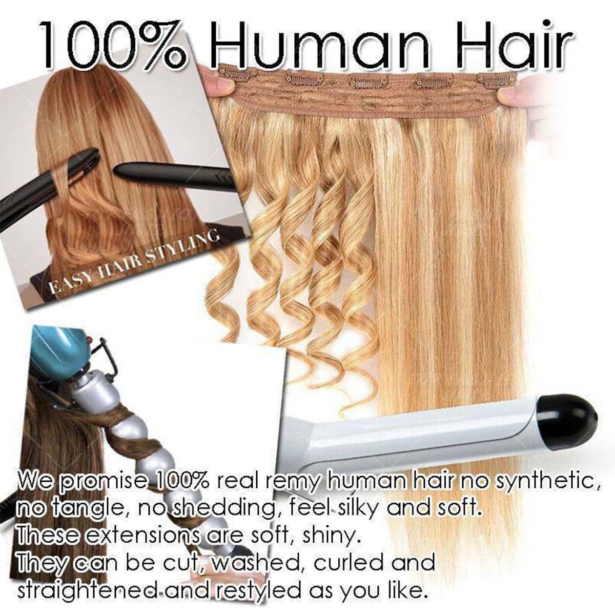 SEGO Clip in Hair Extensions Human Hair 3/4 Full Head 100% Real Remy Thick Hair Extensions Silky Straight Balayage Blonde Hair Pieces