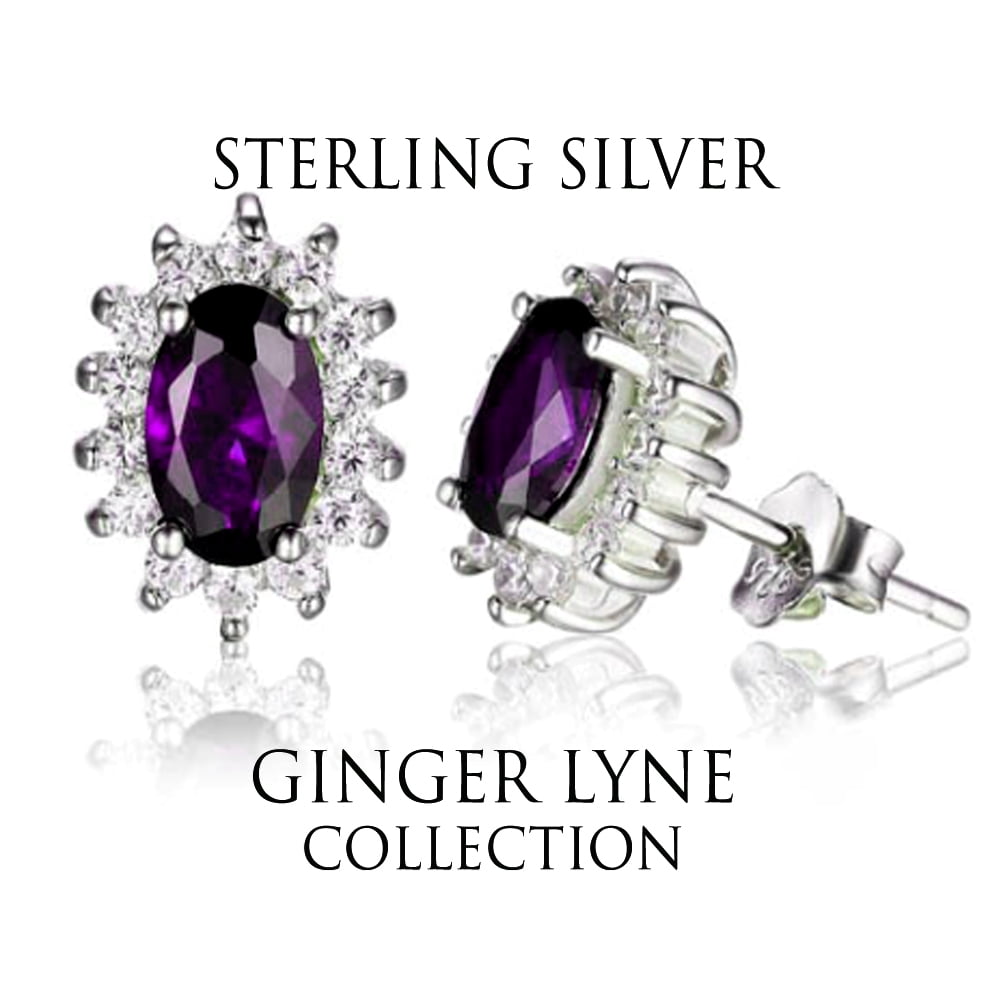 Kate Sterling Silver Purple Clear CZ Stud Earrings Womens Ginger Lyne Collection