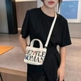 thumbnail image 3 of Travel Stylish Letter Printing Birthday Gifts Canvas Sling Bags Makeup Lipstick Bags Shoulder Bags Crossbody  Bags Purse Wallets BLACK, 3 of 8