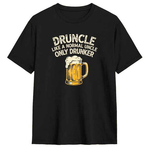 Druncle Like A Normal Uncle Only Drunker Vintage Graphic Tee for Men, Funny Family Gift Cotton Short Sleeves T-Shirt