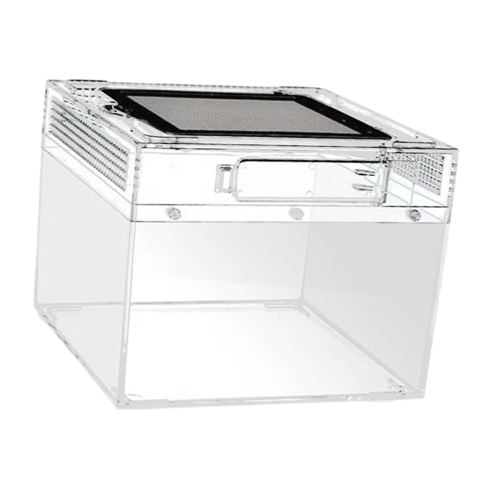 CarpNettore Reptile Terrarium Reptile Tank Ventilation Transparent Breeding Box Habitat for Turtle Scorpions Lizards Horned Frogs Geckos 20cmx20cmx15cm