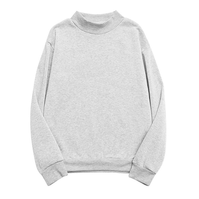 hotojiny Long Sleeve Shirt for Women Plus Size Spring Clothes Solid Color Mock Neck Undershirt Lightweight Tunic Pullover
