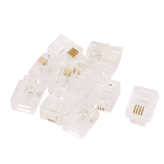Uxcell RJ11 6P4C Jack Connector Clear for Telephone Cable Wire 10Pcs