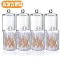 thumbnail image 1 of PIX-LINK Frascos de dispensador de punta Q, frasco de plástico acrílico transparente con tapas, organizador de baño para bolas de algodón, hisopo de algodón, almohadilla, Q-Tip, para bolas de algodón PIX-LINK Almacenamiento de baño, 1 of 9