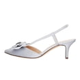 thumbnail image 3 of XYD Women Graceful Bridal Mid Heel Slingback Sandals Slip On Bowknot Pointed Closed Toe Pump Shoes Size 7 Silver, 3 of 4