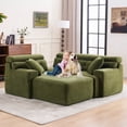 thumbnail image 6 of Modern Chesterfield Convertible Chaise Sectional Sofa 104.7"/Green, 6 of 26