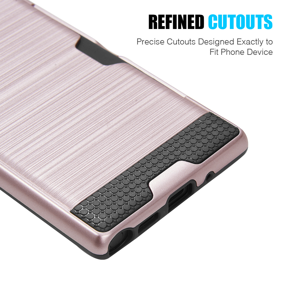 Rugged Hybrid Case Designed for Galaxy Note 10+/10+ 5G (2019) With Credit Card Slot And Rotating Ring Holder (Rose)