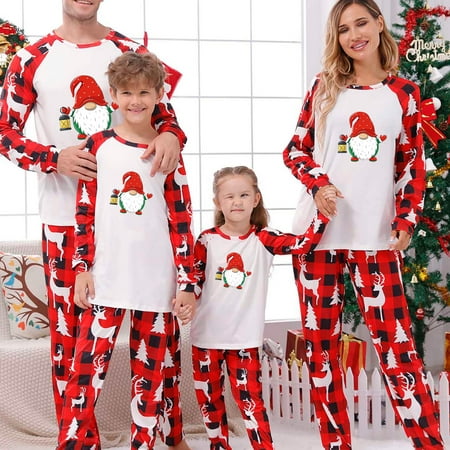 

Winter Savings! YYDGH Christmas Pajamas for Family Christmas Pjs Matching Sets Long Sleeve Santa Claus Top Plaid Trouser Sets for Couples Youth Baby Kids