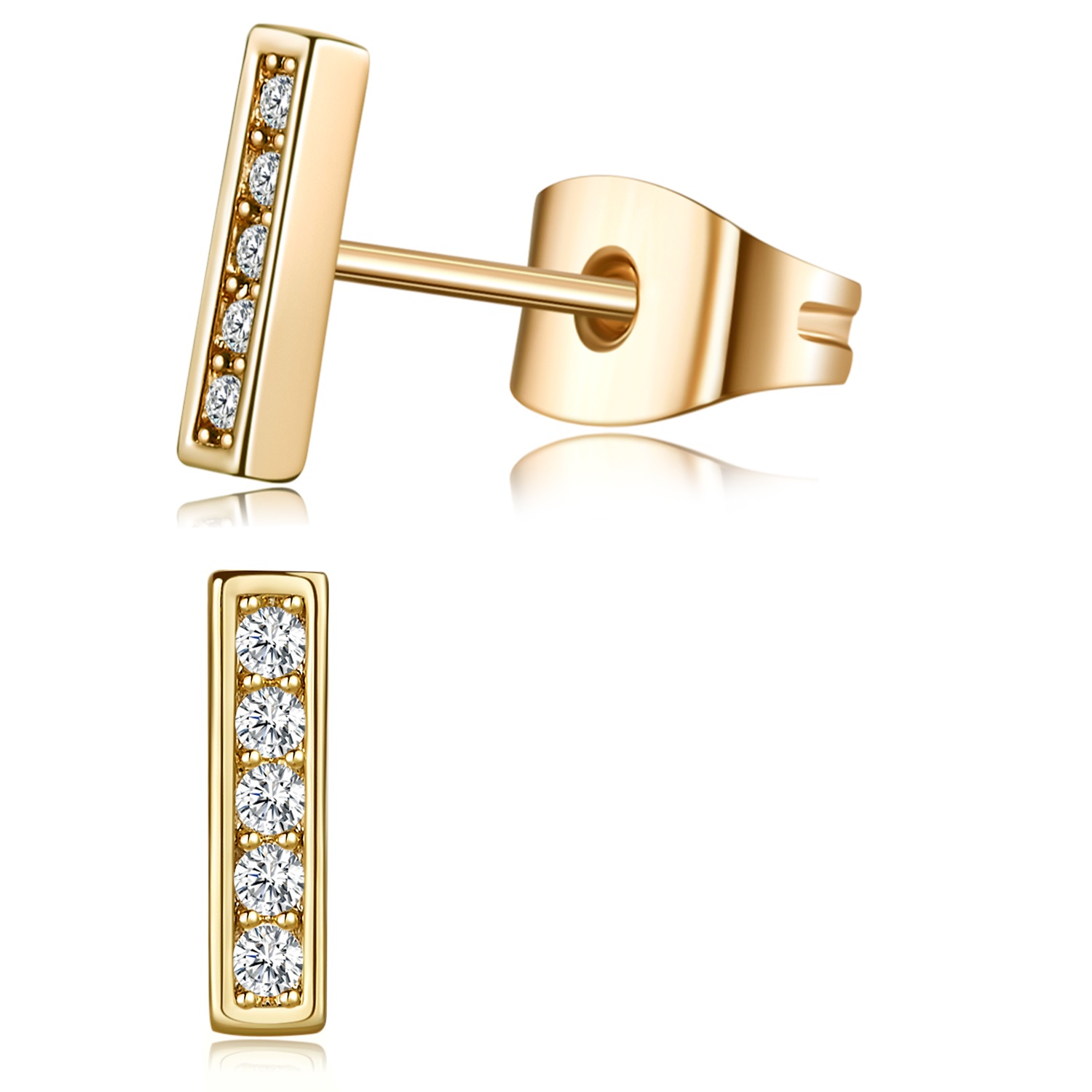 Buyless Fashion Unisex Mini Bar Rectangle Earrings Surgical Steel Line