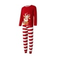 thumbnail image 4 of EYIIYE Matching Christmas Pajamas For Family, Cartoon Elk Stripe Printing Long Sleeve Round Collar Sleepwear for Mom/Dad/Kid/Baby, 4 of 10