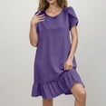 thumbnail image 2 of Liquidation d'Été 2025! Robe Grande Taille pour Femmes, Robe d'Été en Solde pour Femmes, Robe Longue en Coton et Lin avec Ourlet à Volants, 2 of 5