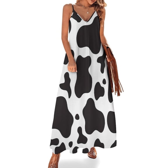 Cow Print Sleeveless Dress Loose Women's Dress Dresses Luxury Evening Dresses