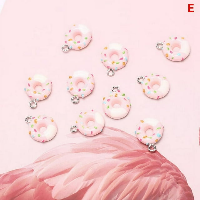 10 Pcs/Ensemble Pendentifs en Résine Donuts Nourriture Bijoux Bricolage