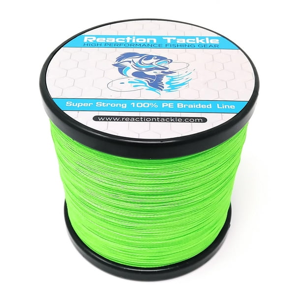 Reaction Tackle Braided Fishing Line Hi Vis Green 20LB 1500yds