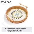 thumbnail image 2 of Round Rattan Wicker Woven Tray Basket with Shell Wooden Base and Handle for Fruit Bread Serving, Coffee Table Tray, Vanity Ottoman Tray Organizer for Kitchen, Storage Display, 2 of 8