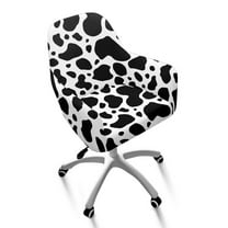 Whosucclay Cow Print Swivel Armchair Accent Dining Chair Cover for Office, Universal Office Chair Protector Spandex Curved Back Chair Slipcover for Party, Banquet
