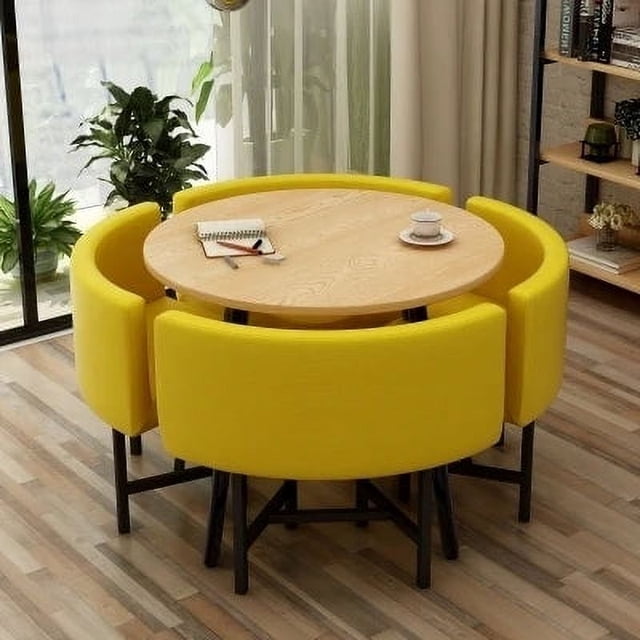 Dining Table Set 4 Chairs Office Reception Seat Suits Negotiation Table Casual Visitor Round Table Visitor Office Desk Chair Set My Lux Decor Round