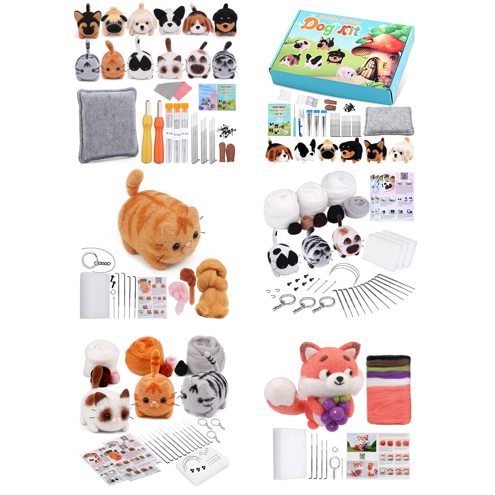 Ladaidra Brown fhgksm Needle Felting Set, Animal Felting Starter Kits with Felting Needle