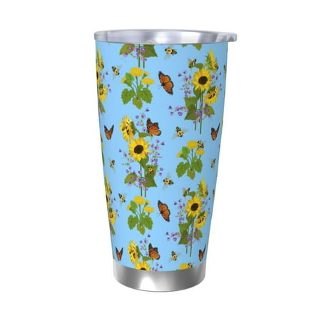

Goofa Sunflowers And Bees for 20 oz Skinny Tumbler Stainless Steel Coffee Mug Slim Vacuum Insulated Travel Cup Car Cup-Without Straw
