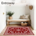 thumbnail image 3 of ODIKA 8'x10' Machine Washable Non-Slip Area Rug, Vintage Chalet Snow Crystal and Pinecone Motif High Traffic Rug, Red, 623177, 3 of 7