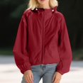thumbnail image 2 of Arlun Solid Color Lightweight Jackets for Women Casual Outdoor Thin Breathable Loose Hooded for Couples Sun Protection Coats Full Zipper Long Sleeve Fall Outwear Red XL, 2 of 4