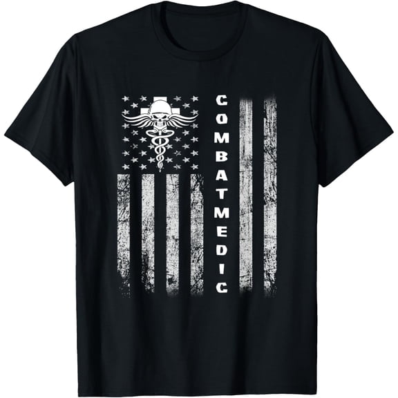 Combat Medic, US flag T-Shirt