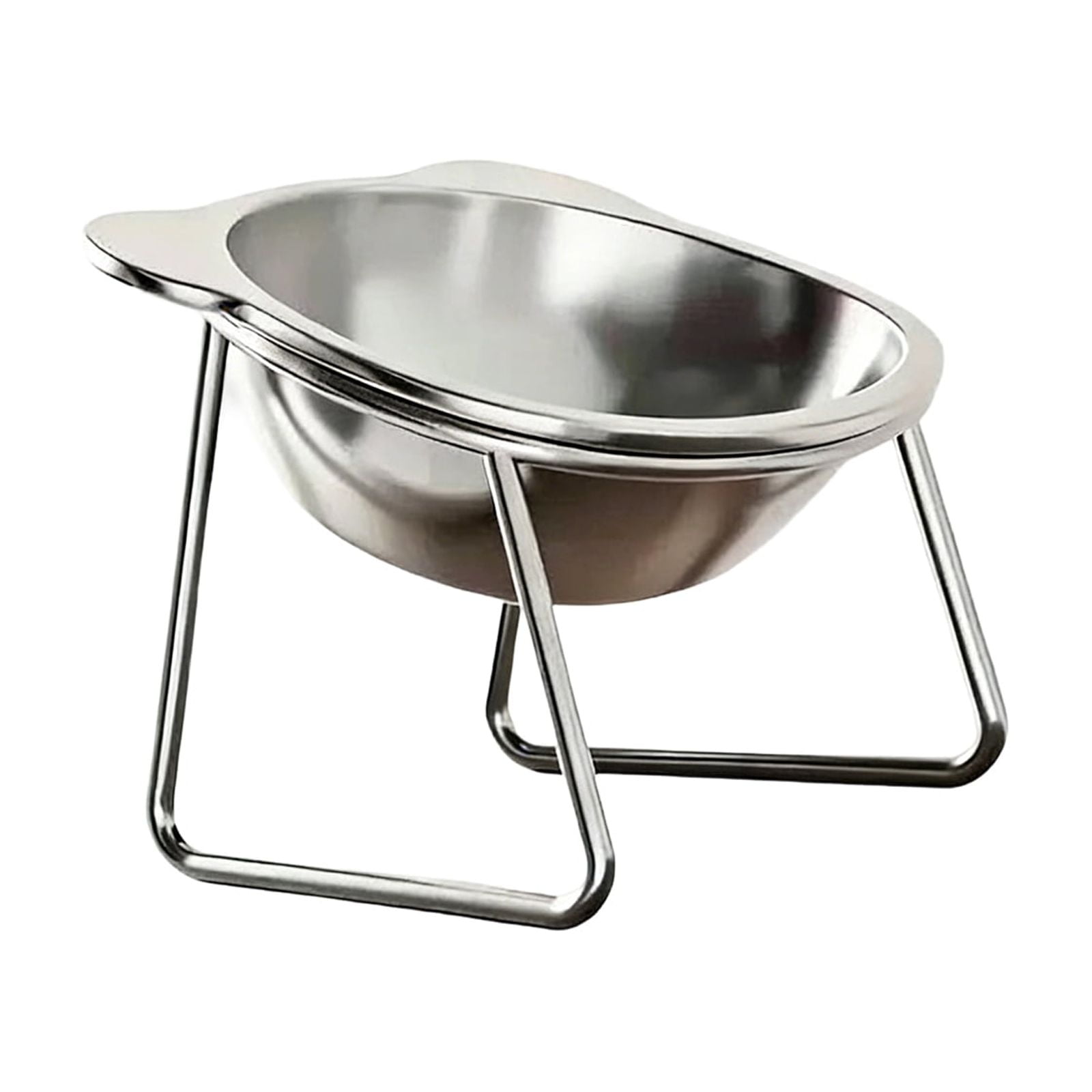 304 Stainless Steel Elevated Pet Bowl With Stand, 15° Tilted Design For Neck Comfort, Detachable For Easy Cleaning, Food & Water Feeder For Cats And Dogs