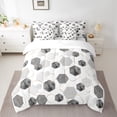 thumbnail image 3 of Manfei Grey Modern Honeycomb Twin Bedding Sets 7-Piece, Art Watercolor Square Bedding Comforter Set, Teens Kids Boys Girls Sheet Sets, Microfiber Bedroom Decor, 3 of 8