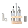 thumbnail image 3 of Juego De Botellas De Condimentos De Cocina Con Estante De Madera, Mesa De Cocina De Acero Inoxidable 304, Soporte Para Botellas De Condimentos Para Aceite, Sal, Salsa De Soja, 3 of 7